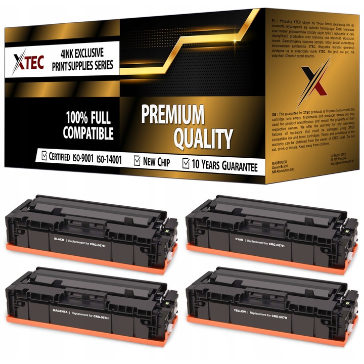 XTEC CRG-067H XL toner készlet, fekete/cián/magenta/sárga, 3150x2350x2350x2350 oldal