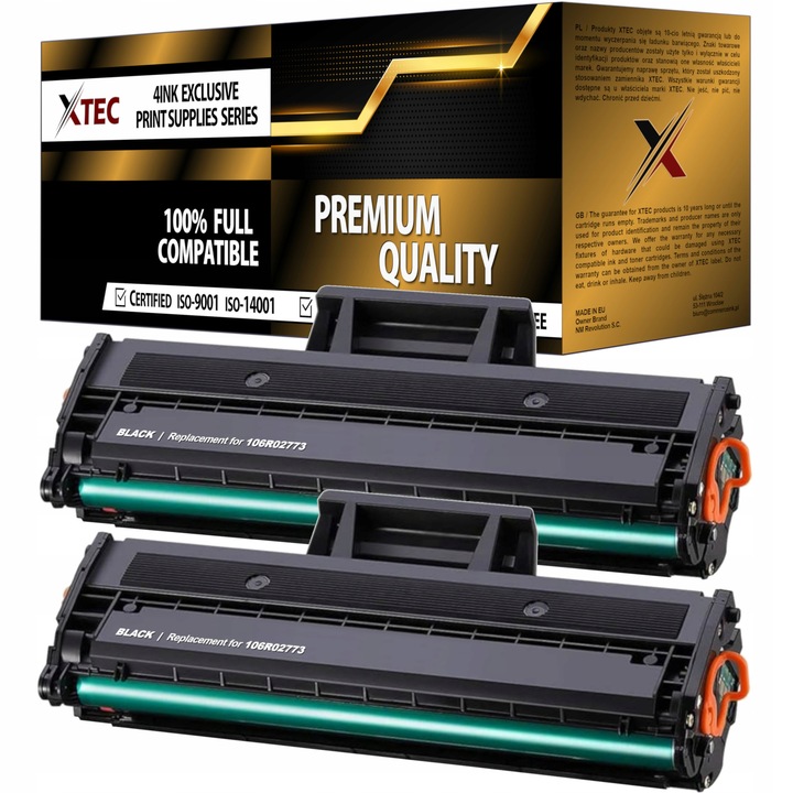 Set 2 Tonere XTEC 106R02773, pentru Xerox Phaser 3020 / WorkCentre 3025, capacitate XL, culoare negru