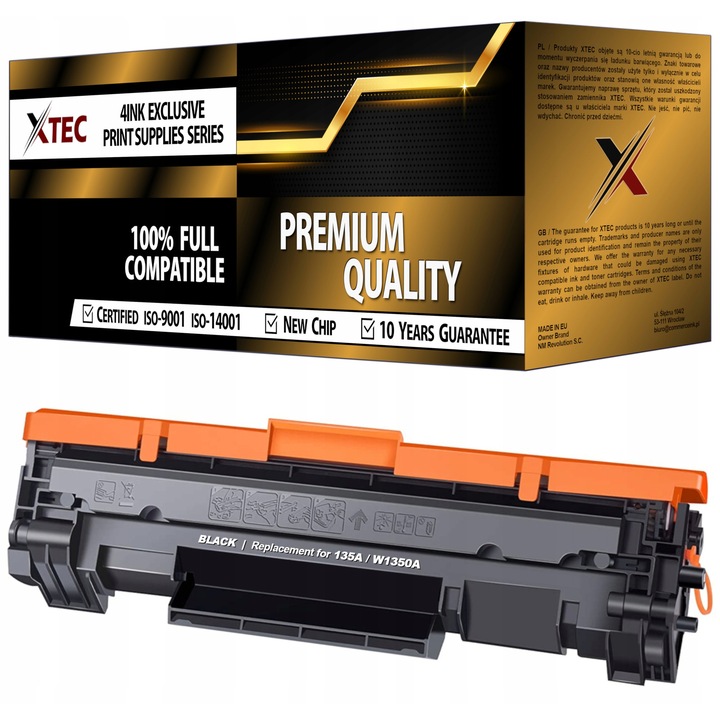Toner XTEC 135A, fekete, XL kapacitás 1100 oldal, kompatibilis HP LaserJet nyomtatókkal