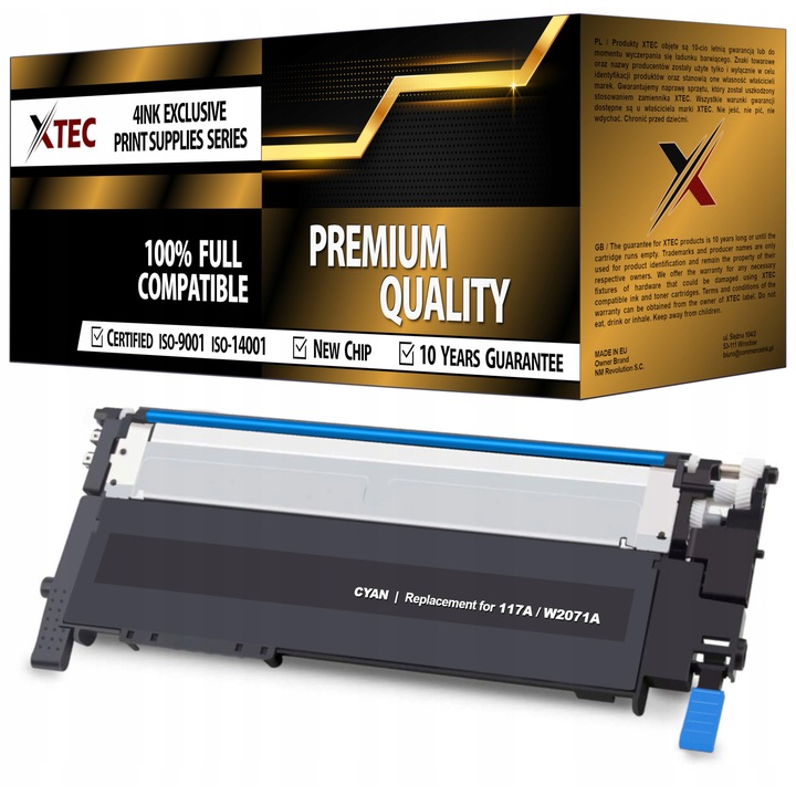 XTEC 117A toner lézernyomtatókhoz, cián, XL kapacitás, 700 oldalas készlet