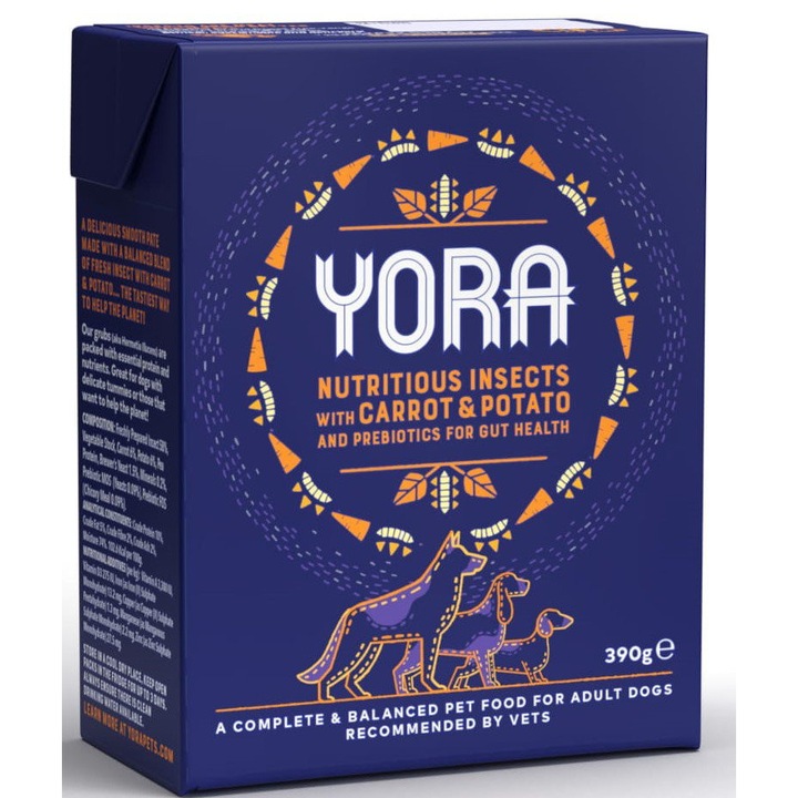 Yora Nedves kutyaeledel, 58% rovarral, sárgarépával és burgonyával, 390g