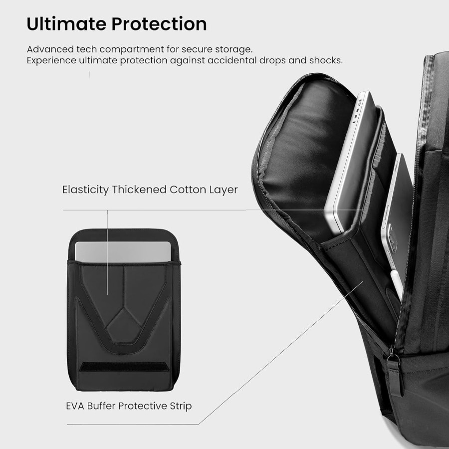 Rucsac pentru laptop Tomtoc Voyage T50, capacitate 20L, negru, dimensiuni 45x33x17cm