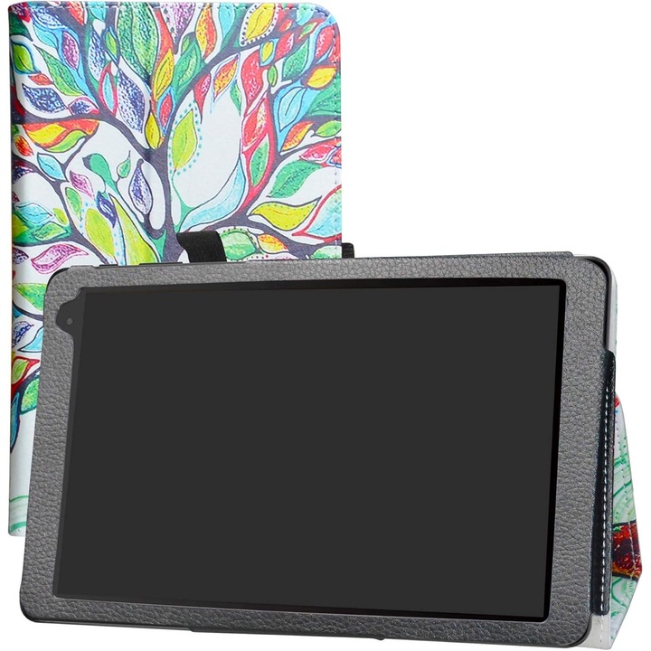 Husă LFDZ pentru tabletă Alcatel 1T 8082 10", piele sintetică, suport pliabil, multicolor