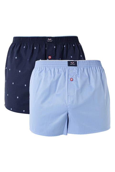 Set de boxeri-2 perechi pentru barbati, Newtone, Tesatura din bumbac 100%, Albastru/Bleumarin