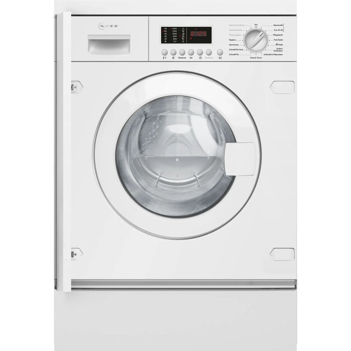 Masina de spalat cu uscator incorporabila Neff V6540X3, capacitate spalare 7 kg, capacitate uscare 4 kg, 1400 rpm, clasa energetica E, functie Delay Start, Alb