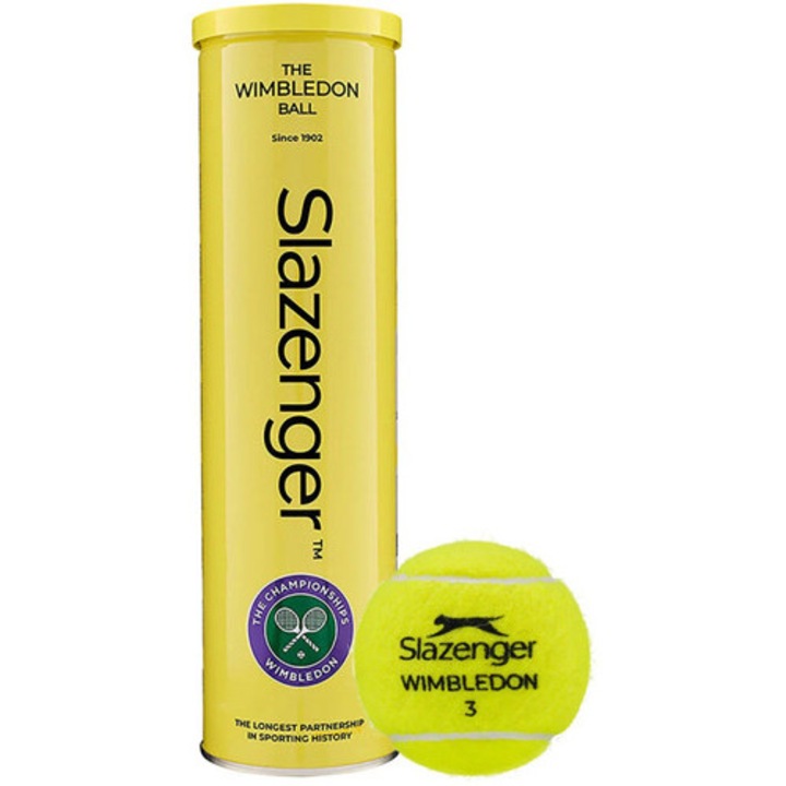 Set 4 mingi tenis S-Sport Wimbledon, melton, rezistenta la apa, verde, competiție