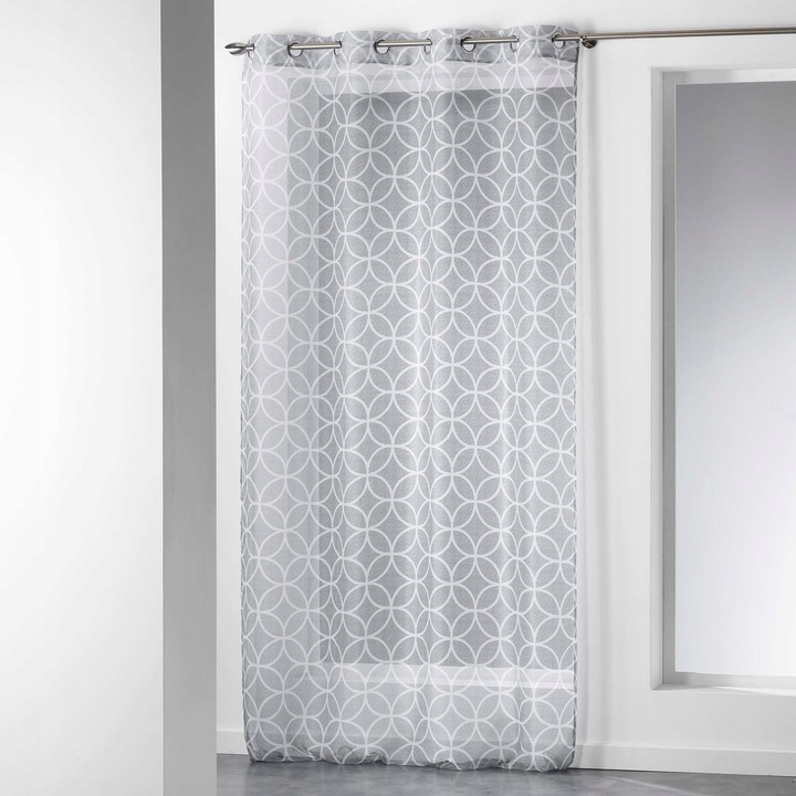 Декоративна завеса Douceur d'interieur DARIO, сива, полиестер, 140x240см, с халки