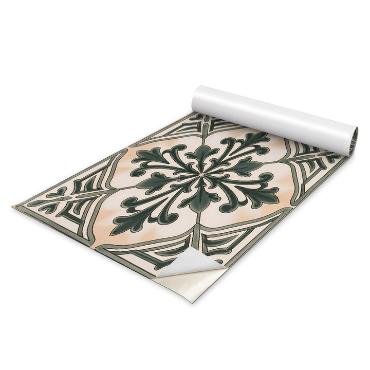 Autocolant Mobilier, Autocolant, Aspect Mat, Coloray, Placi Vintage, Verde, 50 x 100 cm, Aplicare Usoara Pe Suprafete Netezi, Pentru Mobila, Usi, DIY, Decor Interior, 010130570020000283079