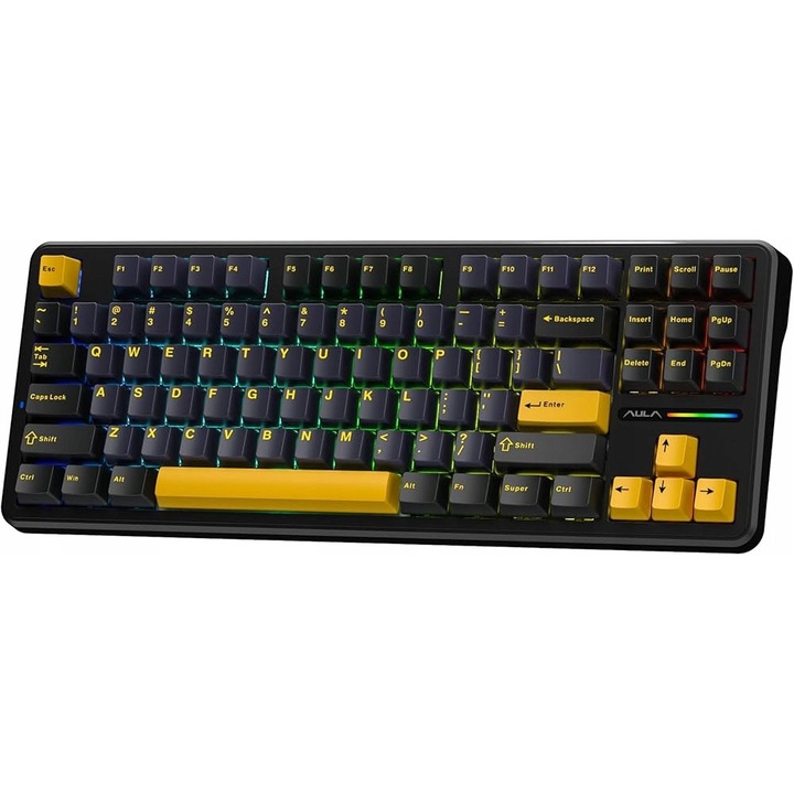 Клавиатура Aula F87 Thunder, превключвател GrayWood, RGB, черна