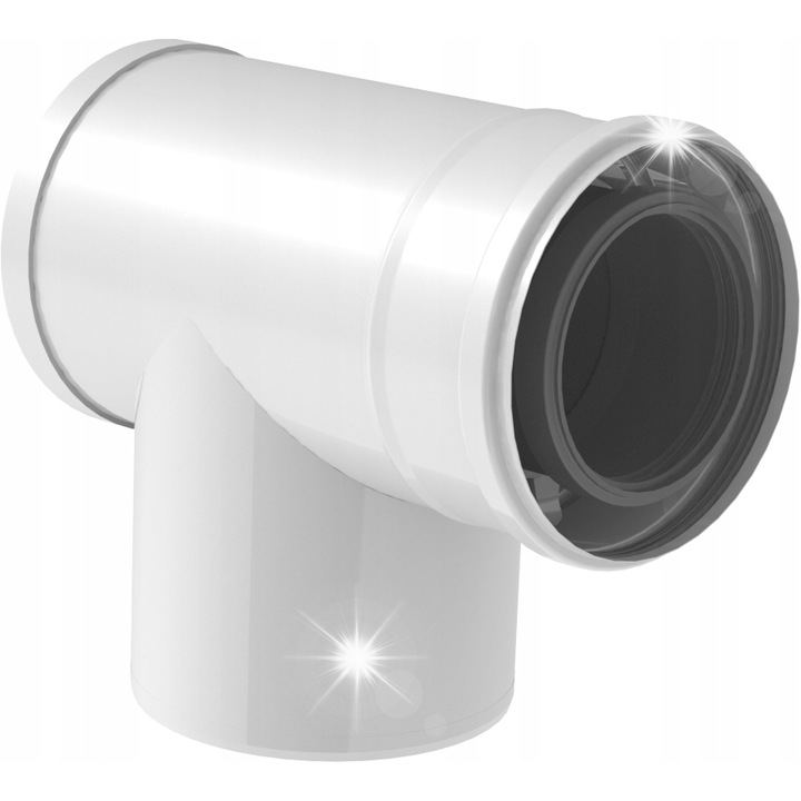 Коляно за комин TEC-LAS-PP-VL, 80/125mm, полипропилен, бял, Tecnovis