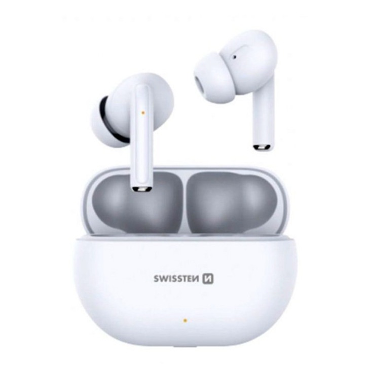 Swissten Pro Tune vezeték nélküli fejhallgató, Bluetooth, zenevezérlés, fehér