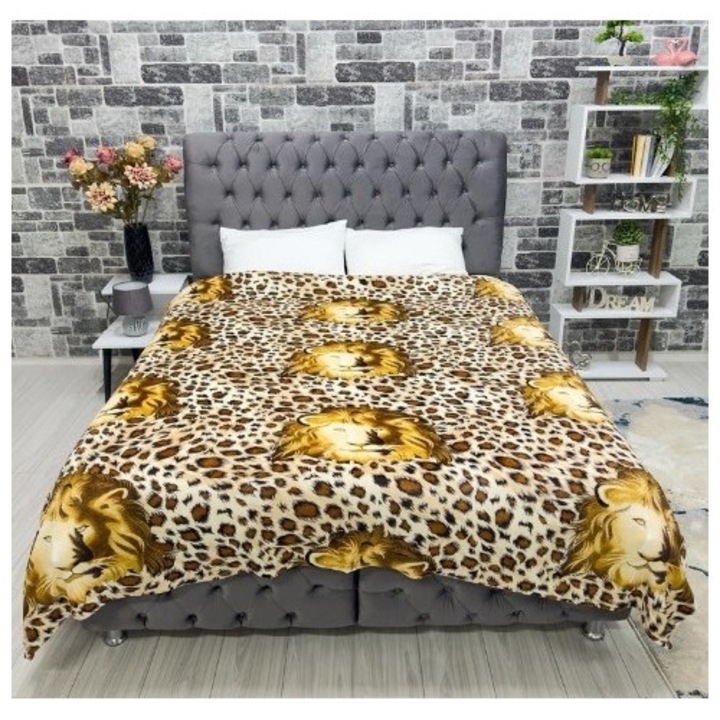 Patură Cocolino Premium 200x230 cm, Animal Print, groasă, moale, pentru pat dublu