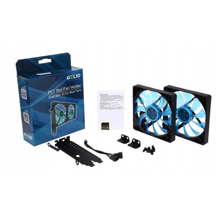 Suport ventilatoare PCI Gelid SL-PCI-02, 2 ventilatoare 120mm, fekete, 254x43.7x152mm