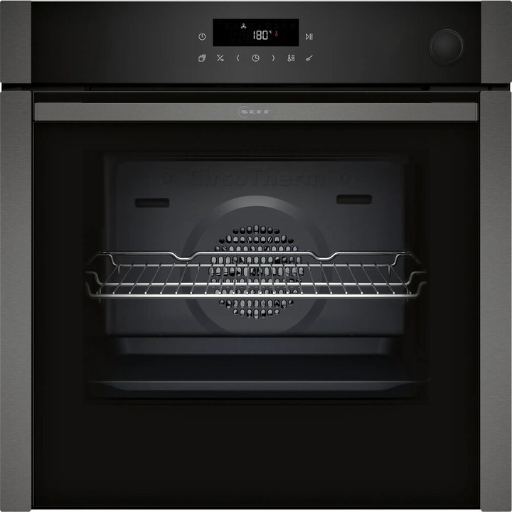 Cuptor electric incorporabil Neff B6AVJ7AG3 N50, 71 L, 21 tipuri de incalzire, sistem Air Fry, Circo Therm abur, Negru-Grafit