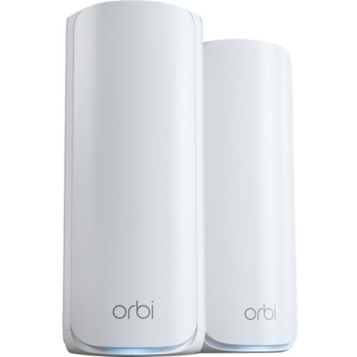 Router wireless Netgear Orbi RBE772, WiFi 7, Tri-band, 688Mbps - 2.4GHz, 4320Mbps - 5GHz, 5760Mbps - 6GHz, 2 bucati, Alb