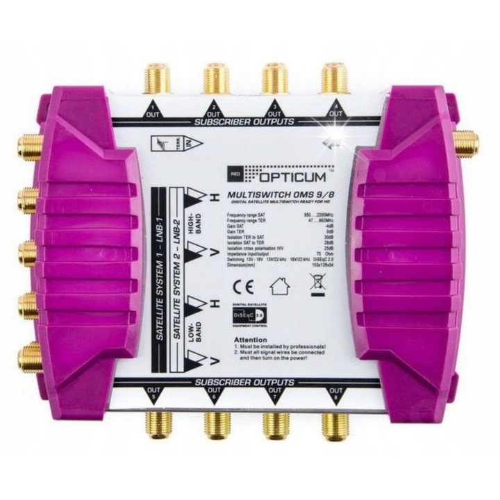 MultiSwitch 9/8 Iesiri Opticum Astra + Hotbird 2x SAT si TV DVB-T2 OMS PRO