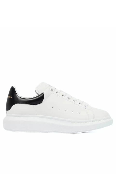 Alexander McQueen Oversized White/Black Leather low-top sneakers, Alb/Negru