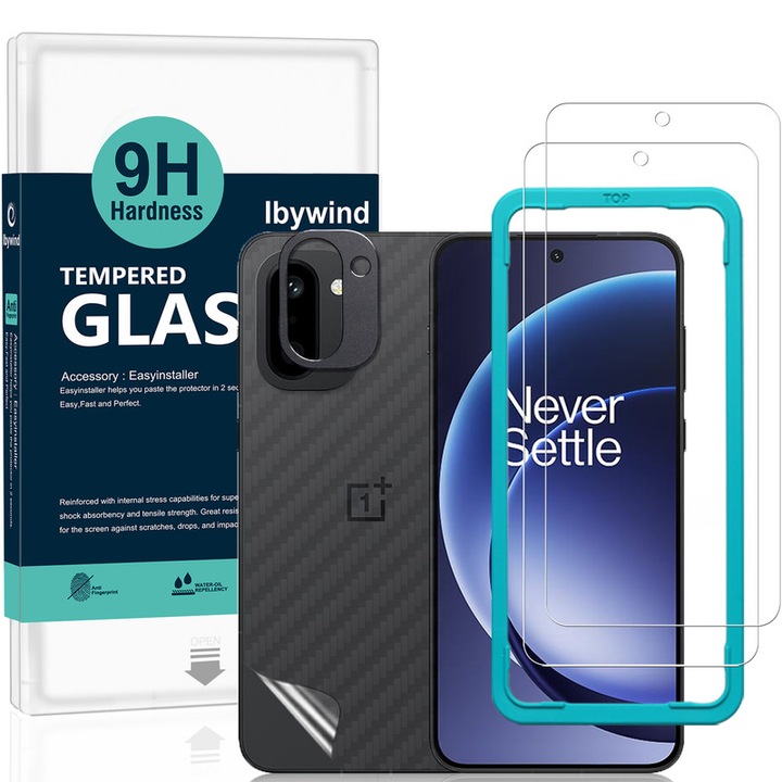 Folie Sticla Ibywind pentru OnePlus 15R 5G, Pachet 2, Sticla Securizata, protectie pentru obiectiv, Montaj Usor, Duritate Militara, Ultra HD, Anti Zgarieturi, Anti Socuri