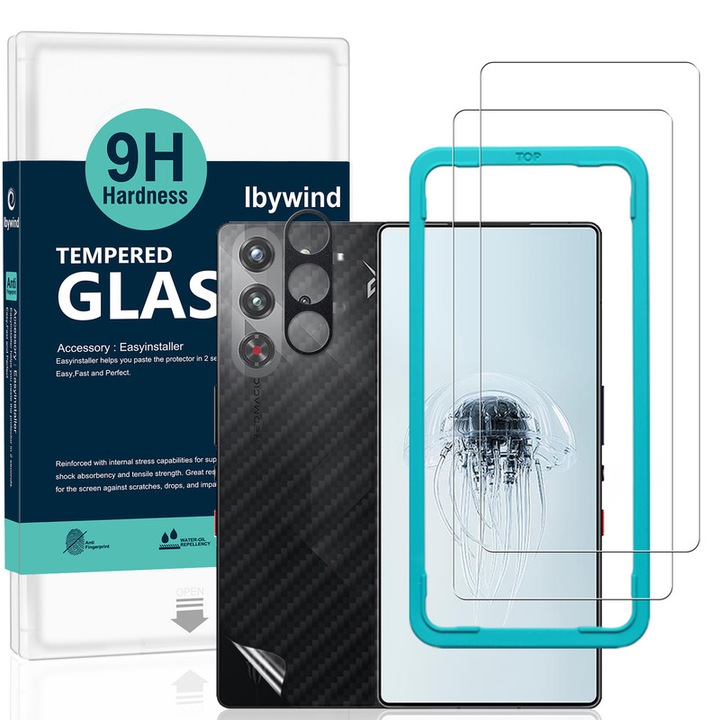 Folie Sticla Ibywind pentru ZTE nubia RedMagic 10 Pro/10 Pro+ 5G, Pachet 2, Sticla Securizata, protectie pentru obiectiv, Montaj Usor, Duritate Militara, Ultra HD, Anti Zgarieturi, Anti Socuri