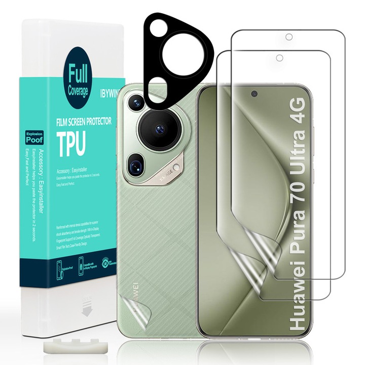 Folie Sticla Ibywind pentru Huawei Pura 70 Ultra 4G, Pachet 2, TPU, protectie pentru obiectiv, Montaj Usor, Ultra HD, Anti Zgarieturi, Anti Socuri