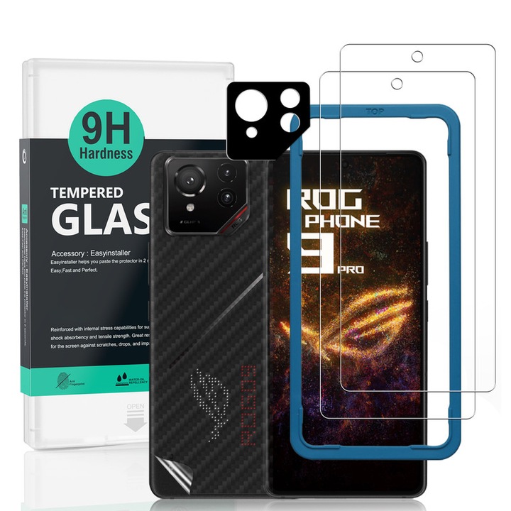 Folie Sticla Ibywind pentru Asus ROG Phone 9 Pro 5G, Pachet 2, Sticla Securizata, protectie pentru obiectiv, Montaj Usor, Duritate Militara, Ultra HD, Anti Zgarieturi, Anti Socuri