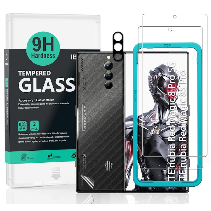 Folie Sticla Ibywind pentru ZTE nubia RedMagic 8 Pro/8S Pro 5G, Pachet 2, Sticla Securizata, protectie pentru obiectiv, Montaj Usor, Duritate Militara, Ultra HD, Anti Zgarieturi, Anti Socuri