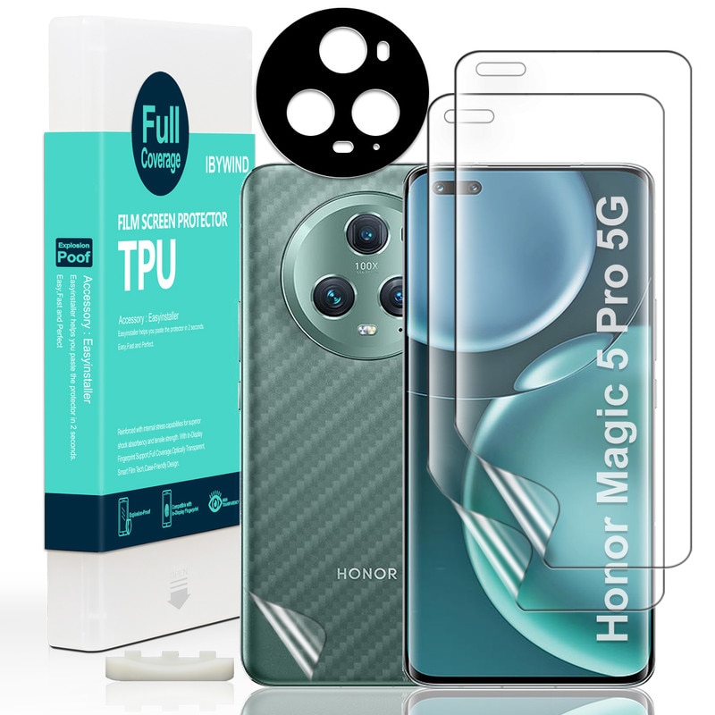 Folie Sticla Ibywind pentru Honor Magic 5 Pro 5G, Pachet 2, TPU, protectie pentru obiectiv, Montaj Usor, Ultra HD, Anti Zgarieturi, Anti Socuri