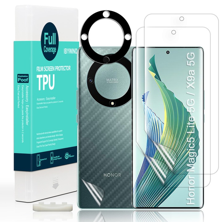 Folie Sticla Ibywind pentru Honor Magic 5 Lite 5G/Honor X9a 5G, Pachet 2, TPU, protectie pentru obiectiv, Montaj Usor, Ultra HD, Anti Zgarieturi, Anti Socuri