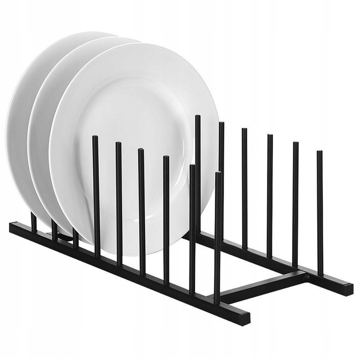 Органайзер метален за чинии и капаци Home Styling Collection, черен, 34.5x12.5x12 см