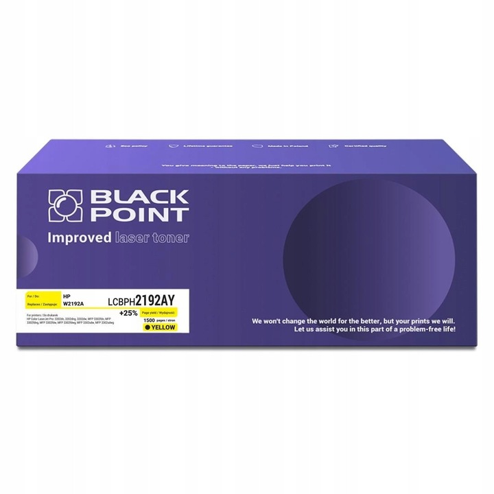 Toner Black Point 219A (W2192A) LCBPH2192AY, kompatibilis HP-val, +25% hozam, sárga, 1500 oldal