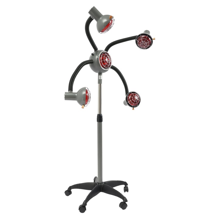 Uscator de par cu infrarosu/aparat cu abur, model pe podea pentru salon, Putere 750 W, Cinci lampi IR, Inaltime 130 cm, Baza Ø60 cm, Cablu 2, 1–2, 3 m, Khaki inchis