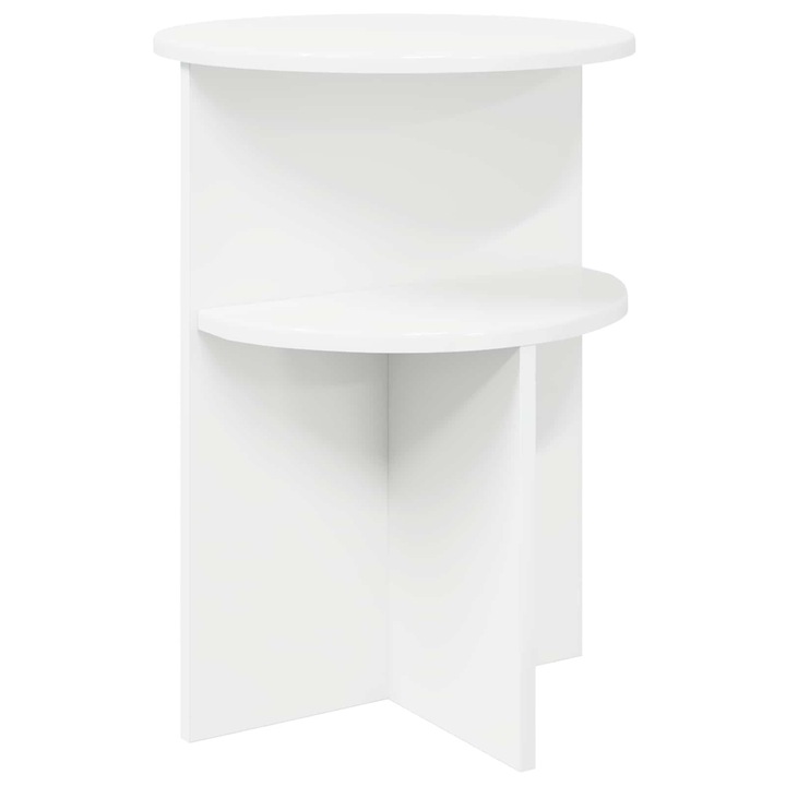 Masa lateralaa vidaXL, cu depozitare Alb Ø 39, 5 x 55 cm Lemn prelucrat