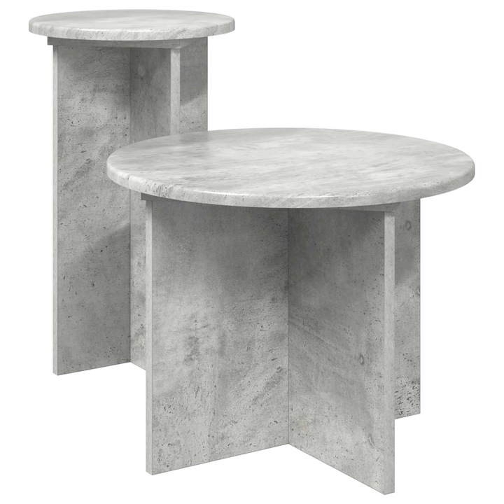 Set masute laterale 2 pcs vidaXL, Gri Beton Lemn prelucrat
