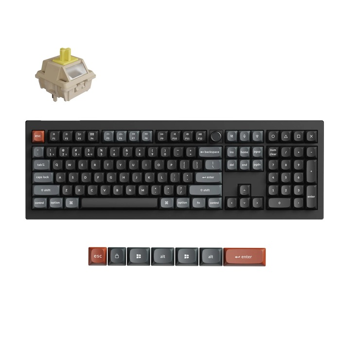 Безжична механична клавиатура Keychron V6 Ultra 8K, POM суичове, черна, 149x447,9 мм