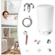 Boiler electric pentru apa calda, cu set de dus, 35 l, 2000 W, 220 V, montaj vertical pe perete, 59×34 cm, alb