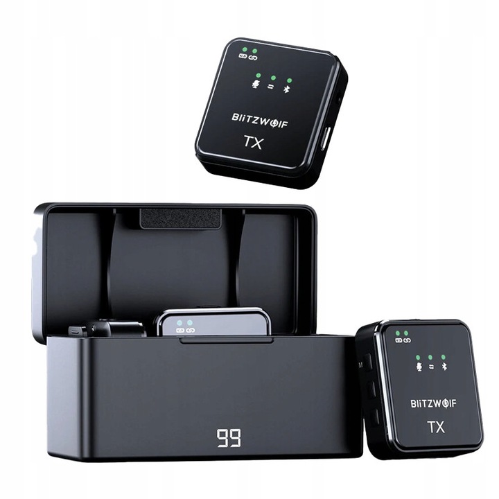 Microfon wireless Blitzwolf BW-SX63, 2.4G, negru, 300mAh, 1000mAh, 10-25m