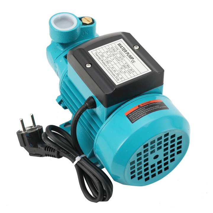 Ipari keringető szivattyú, Centrifugális nyomásfokozó szivattyú, Feszültség 220 V, Teljesítmény 370 W, Fordulatszám 2850 rpm, CE, Kék