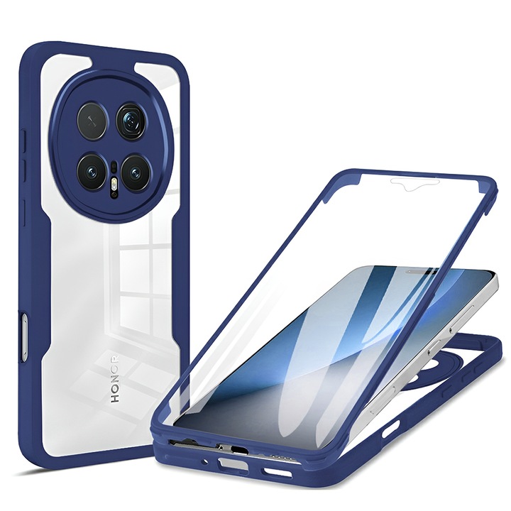 360 fokos készlet: Integrált fóliás tok Honor Magic8 Pro-hoz 360 fokos védelem elöl/hátul - kék