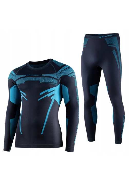 Set echipament sport barbati Brubeck gri/albastru, material uscat