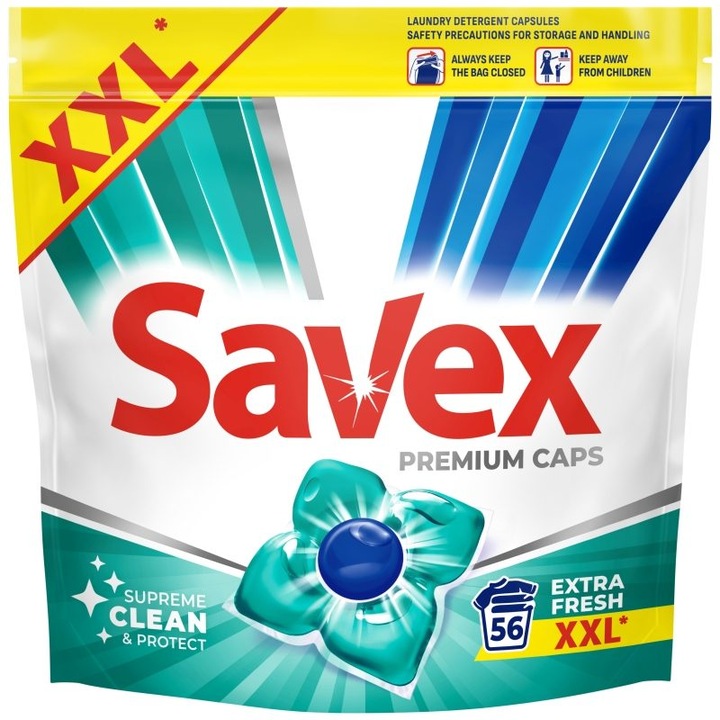 Mosószer kapszula, SAVEX, Extra Fresh, 56 darabos szett