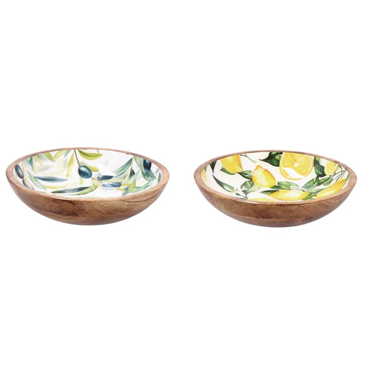Set 2 boluri lemn multicolor 30x7cm