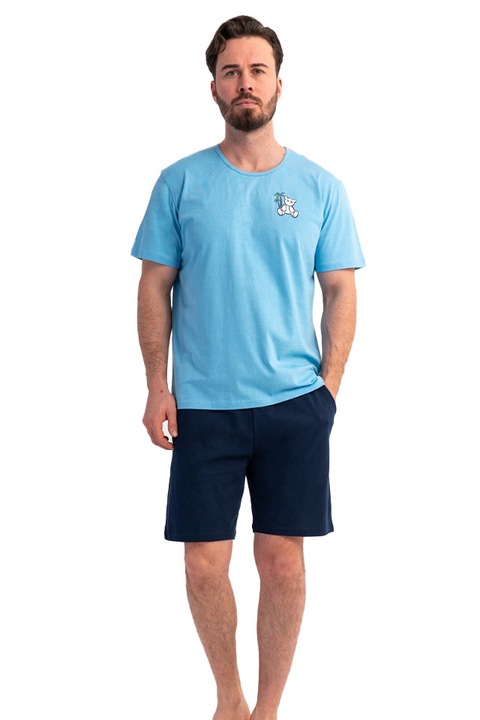 Vienetta Chill Bear férfi pizsama, Tengerkék/Tengerészkék