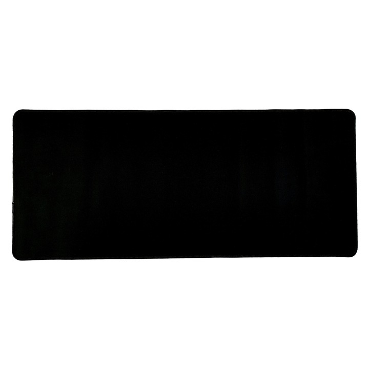 Suport pentru mouse si tastatura DKM XXL, antialunecare cu spate din guma, margini cusute, negru, 120x60 cm