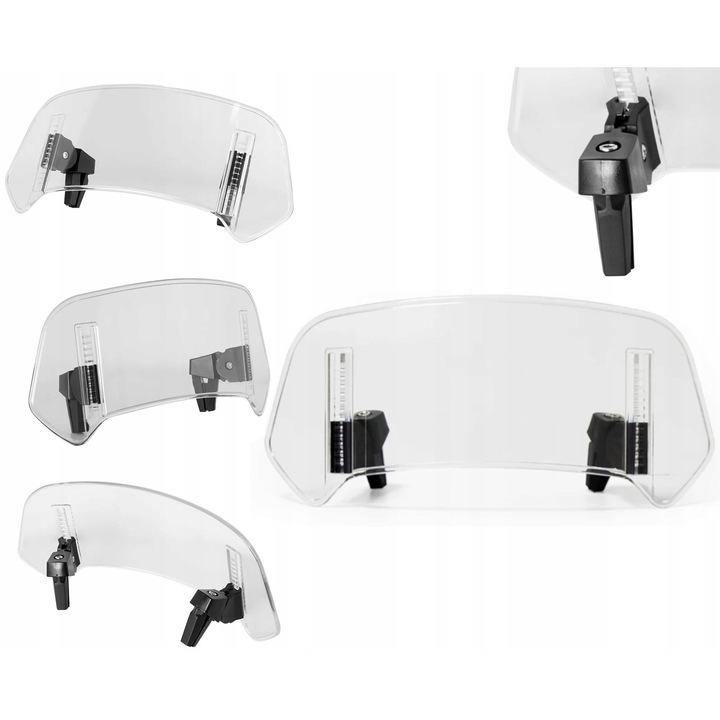 DKM 20764W univerzális szélterelő, clip-on rögzítés fúrás nélkül, állítható magasság és szög, szilikon betétekkel, tartalmazza a rögzítő készletet, rögzítési szélesség kb. 25 cm, átlátszó, 38x16 cm