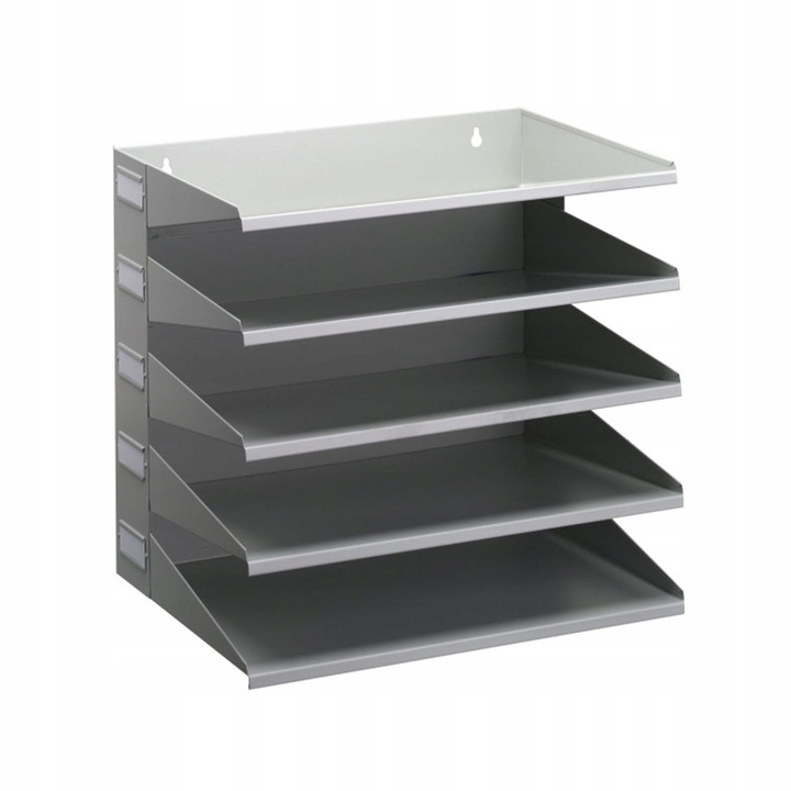 Sorter pentru documente Durable, 5 polite, otel vopsit, montabil pe perete, pentru A4 si folio, gri, 330x360x250 mm