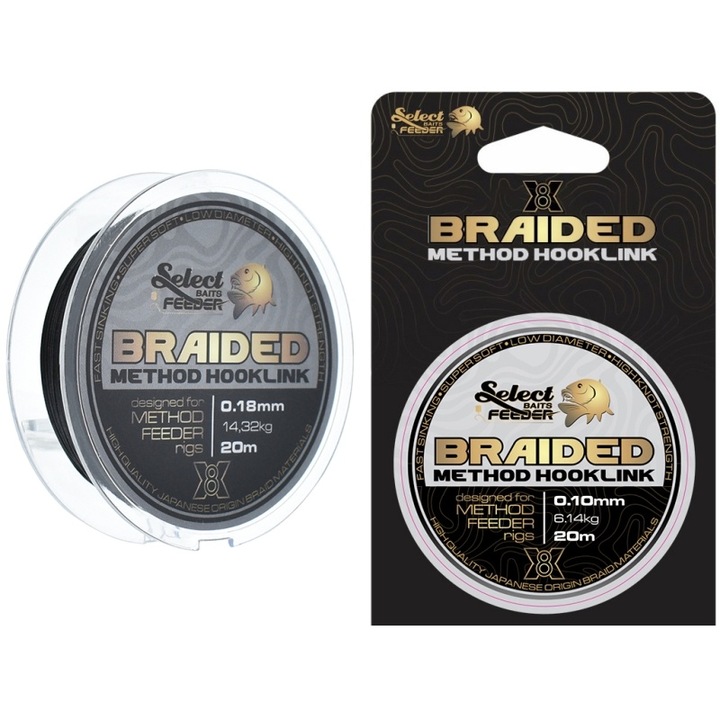Fir textil Select Baits X8 Method Feeder Braid, 0.16mm, 12.54kg, fekete, 20m