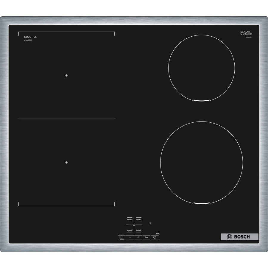 Set Aragaz Incorporabil Bosch HEG517BB4 cu Plita Inducție NVS645CB6E, 4 Zone, 60 cm