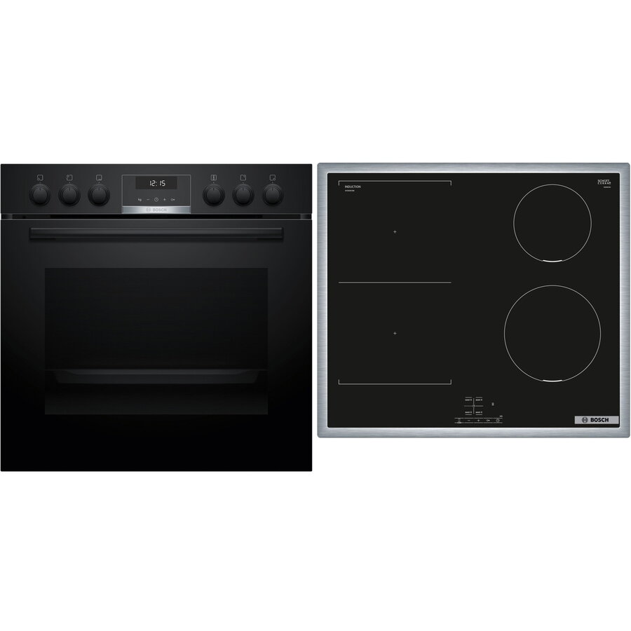 Set Aragaz Incorporabil Bosch HEG517BB4 cu Plita Inducție NVS645CB6E, 4 Zone, 60 cm