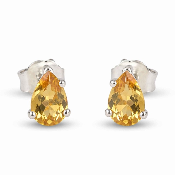 Cercei Argint 925 cu Citrin, forma lacrimă, energie pozitivă, 5mm x 7mm