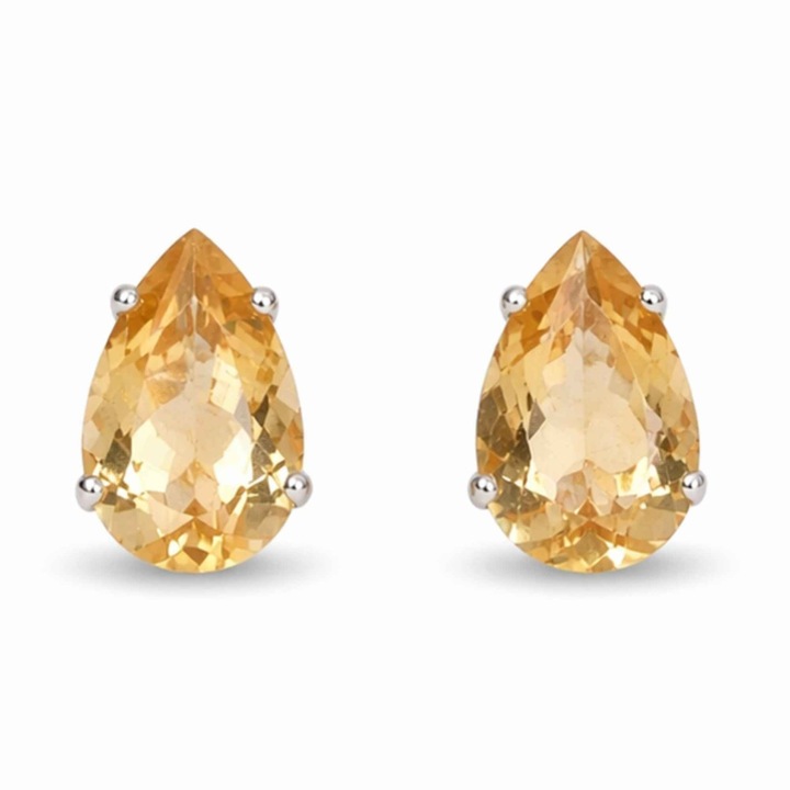 Cercei Argint 925 cu Citrin Fatetat, 8mmx12mm, Set cadou